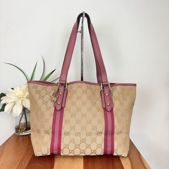 Pre-Owned Gucci‎ Jolicoeur Tote GG Canvas Pink Beige - Picture 1 of 10